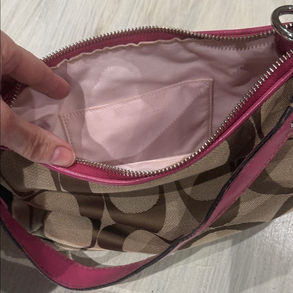 Coach Pink and Brown Signature Small Hobo Bag - Picture 14 of 14